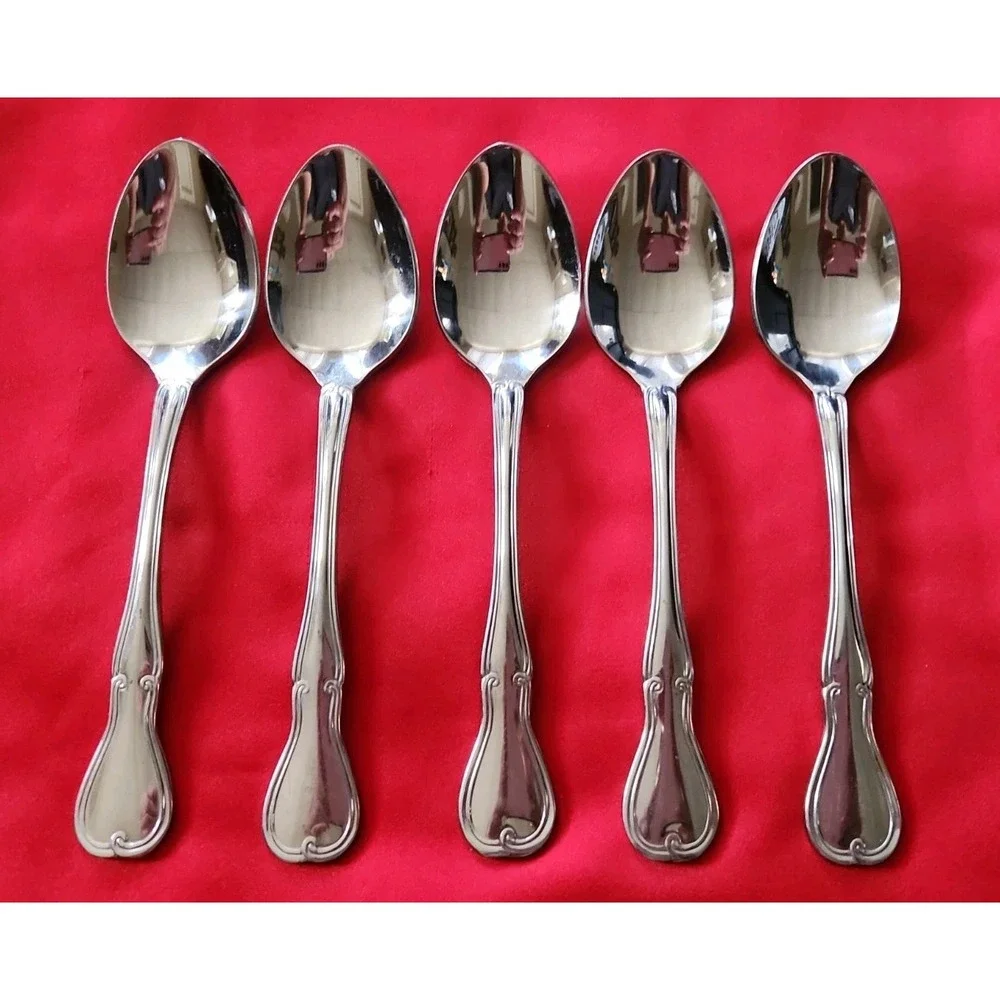 Reed & Barton Regents Park Stainless Oval Soup Spoons Lot of 5 Silver Flatware
